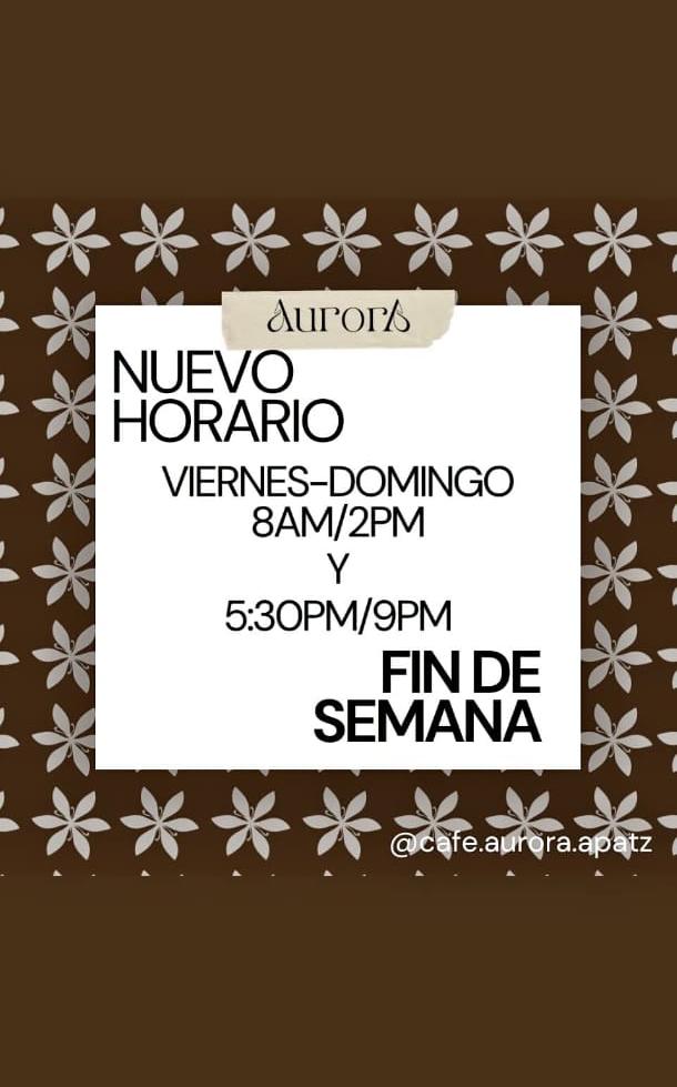 Horario fin de semana Café Aurora